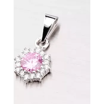 Přívěsek Dámský přívěsek bílé zlato 585 zirkon růženínem 357P-130086-08