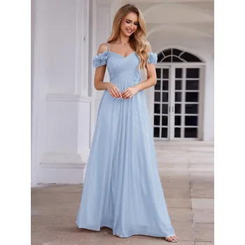 Dámské šaty Elegantní flitrové s květinovou dekorací Barva: Modrá, Velikost: S