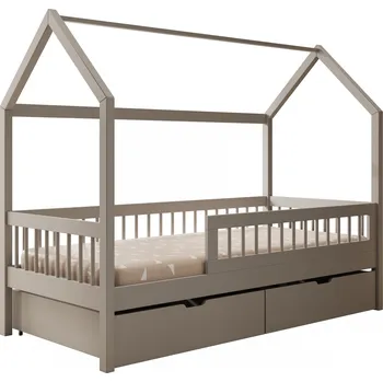 Postel ADRK Postel GALICJA, CH-GAL-G-180-M, 180x80 cm se zábradlím a matrací, šedá