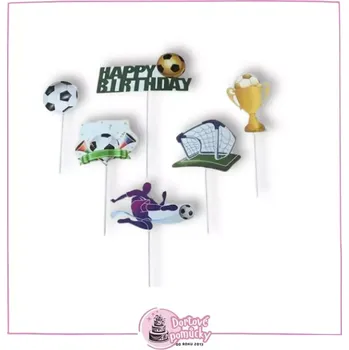 Party dekorace ? Zapichovací dekorace na dort – Fotbal (6 ks)