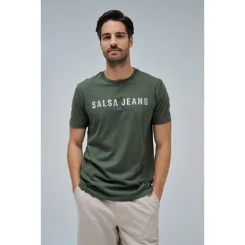 Pánské tričko Salsa Pánské tričko GARMENT DYE T-SHIRT SLIM FIT BRANDING Barva: zelená, Velikost: XXL