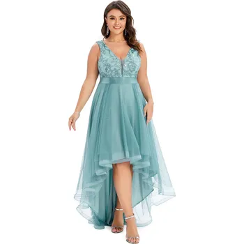 Dámské šaty Asymetrické šaty s krajkovým topem na ples Barva: Růžová, Velikost: 9XL