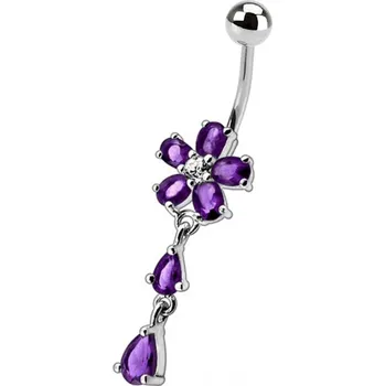 Piercing Šperky4U Stříbrný piercing do pupíku - kytička - BP01011-A