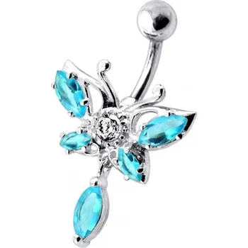 Piercing Šperky4U Stříbrný piercing do pupíku - motýl - BP01242-Q