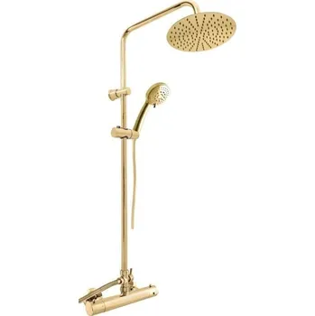 Sprchový set Termostatická - Sprchový systém s termostatickou baterií, zlatá lesklá, hlavová sprcha nerez TRM81.5/7-01.4Z