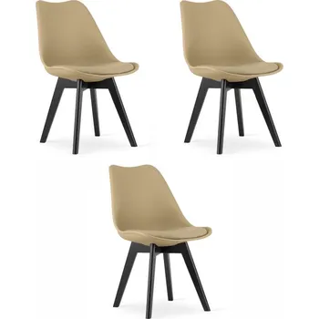 Jídelní židle Set tří jídelních židlí MARK světle béžový - černé nohy (3 ks)