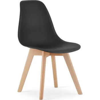 Jídelní židle Set tří jídelních židlí KITO černé (hnědé nohy) (3ks)