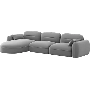 Pohovka Cosmopolitan Design Šedá sametová rohová pohovka Sydney 320 cm, levá