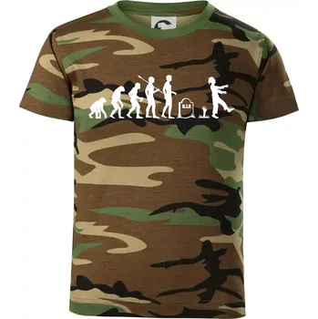 Chlapecké tričko Evoluce Zombie (Hana-creative) - Dětské maskáčové triko - 134 cm/8 let ( Hnědý maskáč )