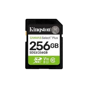 Paměťová karta Kingston paměťová karta 256GB Canvas Select Plus Gen 3 SDXC 150R U1 UHS-I C10 V10