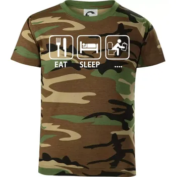 Chlapecké tričko Eat sleep záchod - Dětské maskáčové triko - 146 cm/10 let ( Hnědý maskáč )