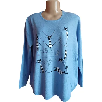 Dámský svetr Krásný dámský svetřík, pruhované kočky, Velikost M-L - barvy: Tmavě růžová , Velikost XL -XXL: Modrá