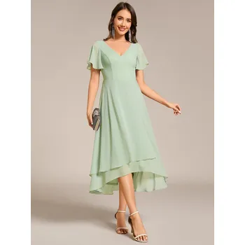 Dámské šaty Večerní šaty z šifonu s výstřihem do V Barva: Mátová, Velikost: M