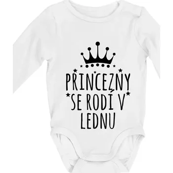 Kojenecký body Princezny se rodí v lednu - Body kojenecké s dlouhým rukávem - Dlouhý r. do 3 měs ( Bílá )