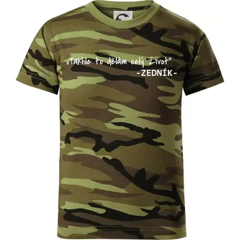 Chlapecké oblečení Stavíme svépomoci - Takhle to dělám celý život - Dětské maskáčové triko - 104-110cm / 3-4 roky ( Zelený maskáč )