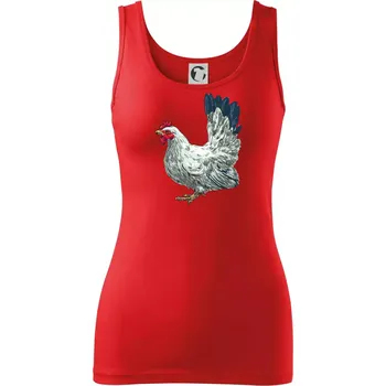 Dámské oblečení Slepice kreslená bílá - Dámské tílko - L ( Červená )