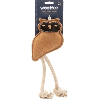 Hračka pro psa Wooffee kožená hračka Sova s provazy