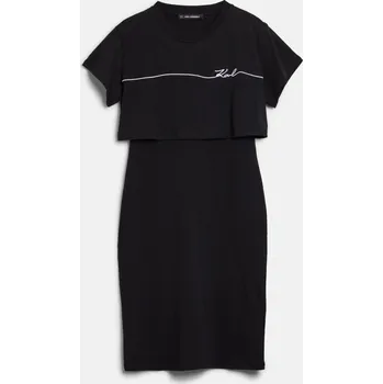 Dámské šaty ŠATY KARL LAGERFELD SEASONAL LOGO JERSEY DRESS BLACK