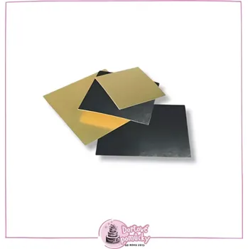 Zlato-černá dortová podložka 25x25 cm (pevná)