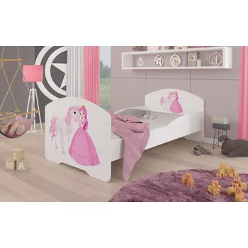 Postel ADRK Postel PEPE PRINCESS AND HORSE, CH-Pep-Prin-Hors-140-E855, 140x70 cm s matrací, bílá/grafika