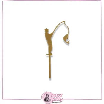 Rybář s udicí - plastový zápich - Červená