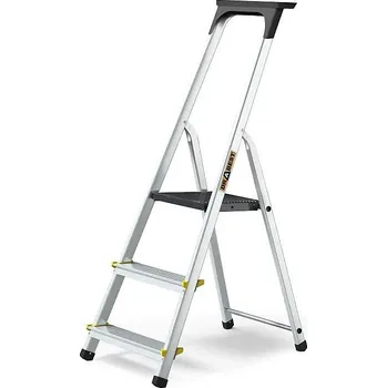 Žebřík DRABEST Schůdky hliníkové Drabest, 125kg, 3 stupně, s odkládací policí