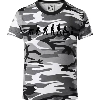 Chlapecké tričko Evoluce sauna - Dětské maskáčové triko - 134 cm/8 let ( Šedý maskáč )