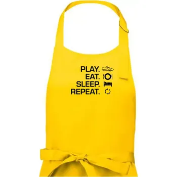 Kuchyňská zástěra Play Eat Sleep Repeat fotbal - Pánská zástěra na vaření - Univerzální velikost ( Žlutá )