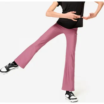 Dívčí oblečení DECATHLON Dívčí legíny na fitness zvonové s vysokým pasem 8 LET FIALOVÁ