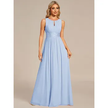 Dámské šaty Maxi dlouhé šifonové šaty pro družičky Barva: Modrá, Velikost: 9XL