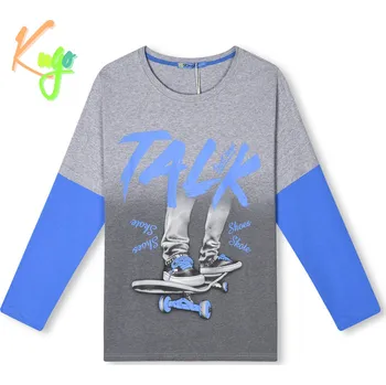 Chlapecké tričko Chlapecké triko - KUGO HC0722, světle šedý melír Barva: Šedá, Velikost: 164