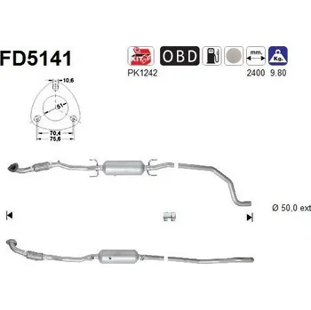 Filtr pevných částic Filtr sazových částic, výfukový systém AS FD5141