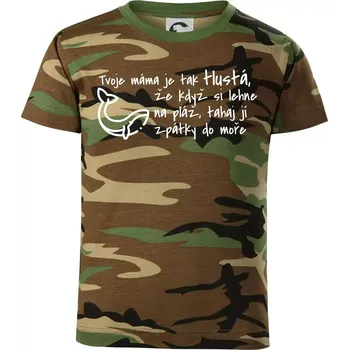 Chlapecké tričko Tvoje mama je tak tlustá - moře - Dětské maskáčové triko - 134 cm/8 let ( Hnědý maskáč )