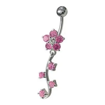 Piercing Šperky4U Stříbrný piercing do pupíku - kytička - BP01214-P