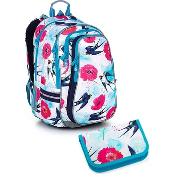 Školní batoh Malý set do školy Topgal LYNN, s vlaštovkami a máky