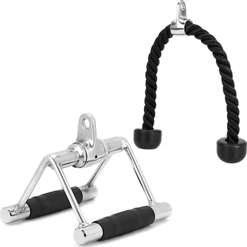 Sada Fitness Příslušenství QWORK®: Tricepsové Lano a V-Rukojeť
