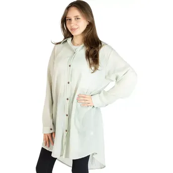 Dámská halenka Zelená bavlněná dámská košile s dlouhým rukávem Savitree Nyanza Green - Long, jednobarevná, Sittar UNI