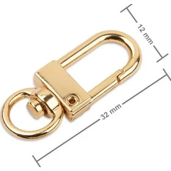 Bižuterní karabinka s otočným očkem v barvě zlata 32 mm