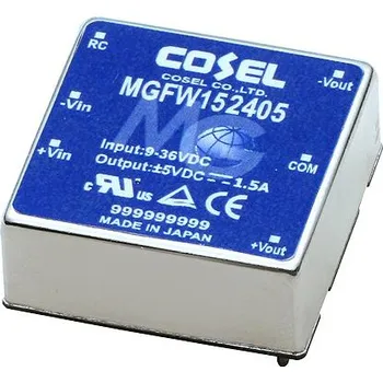 Měnič napětí DC-DC převodník 15W, výstup: ±15V dc 500mA 1.5 kV dc, Vin 9 → 36 V DC