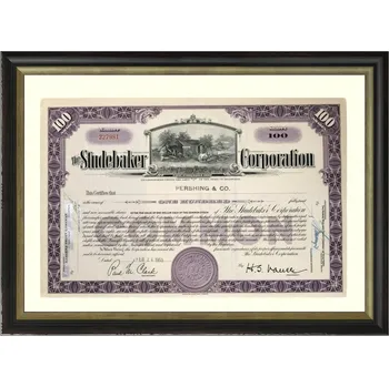 USA Akciový certifikát společnosti Studebaker Corporation - Dobový originál