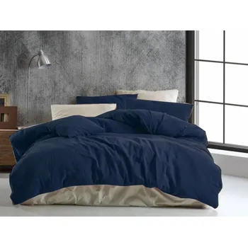 Bytový textil Kvalitex Francouzské mušelínové povlečení 200x200, 70x90cm tmavě modré