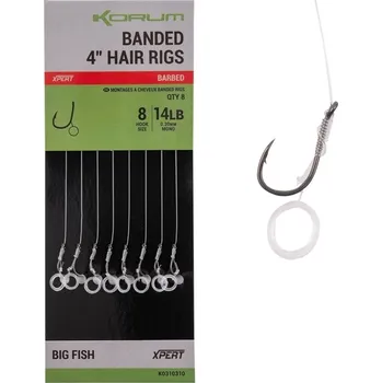 KORUM - Návazec Banded Hair Rigs Barbed 4" vel. 8 8 ks