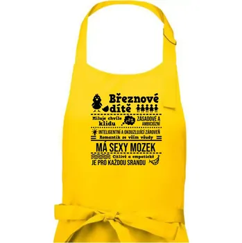 Kuchyňská zástěra Narozeniny březen - Dámská zástěra na vaření - Univerzální velikost ( Žlutá )