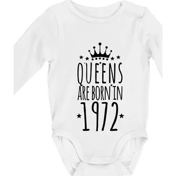 Kojenecký body Queens are born in 1972 - Body kojenecké s dlouhým rukávem - Dlouhý r. do 3 měs ( Bílá )