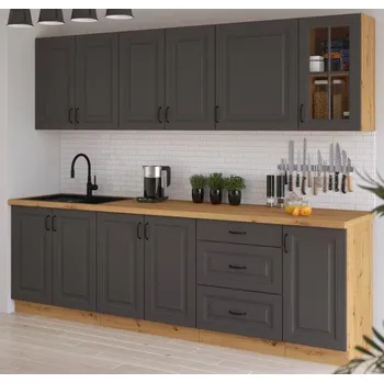 Kuchyňská linka Kuchyňská linka STILO, artisan/grafit MDF, sestava G, vitrína, 260 cm