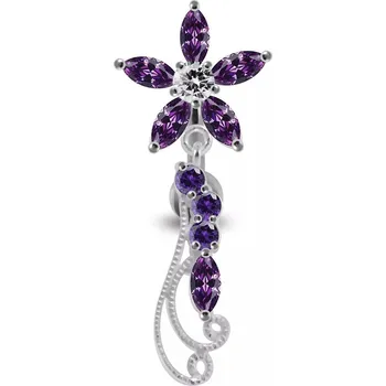 Piercing Šperky4U Stříbrný piercing do pupíku - kytička - BP01194-A