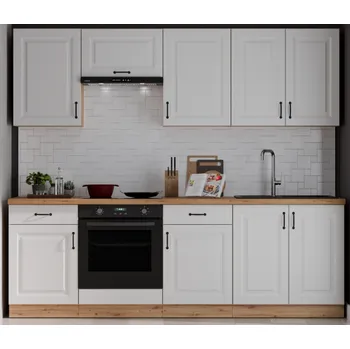 Kuchyňská linka Kuchyňská linka STILO, sestava M, 240 cm, artisan/bílé MDF