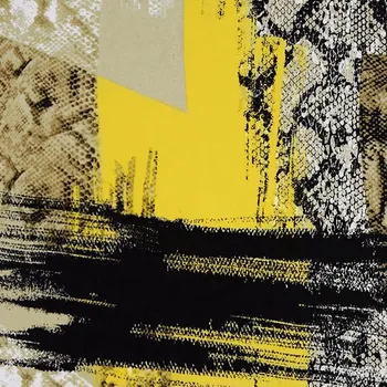 Šatovka 22790, hnědý vzor hadí kůže se žlutou, š.140