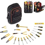Batoh na nářadí VEVOR s nářadím, 65 kapes, organizéry na nářadí pro náročné použití s přihrádkou na notebook a tvarovanou základnou, batoh pro elektrikáře, opraváře a techniky HVAC