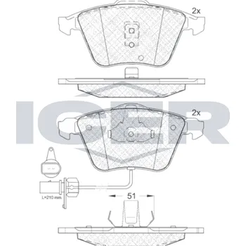 Brzdová destička Sada brzdových destiček, kotoučová brzda ICER 181531
